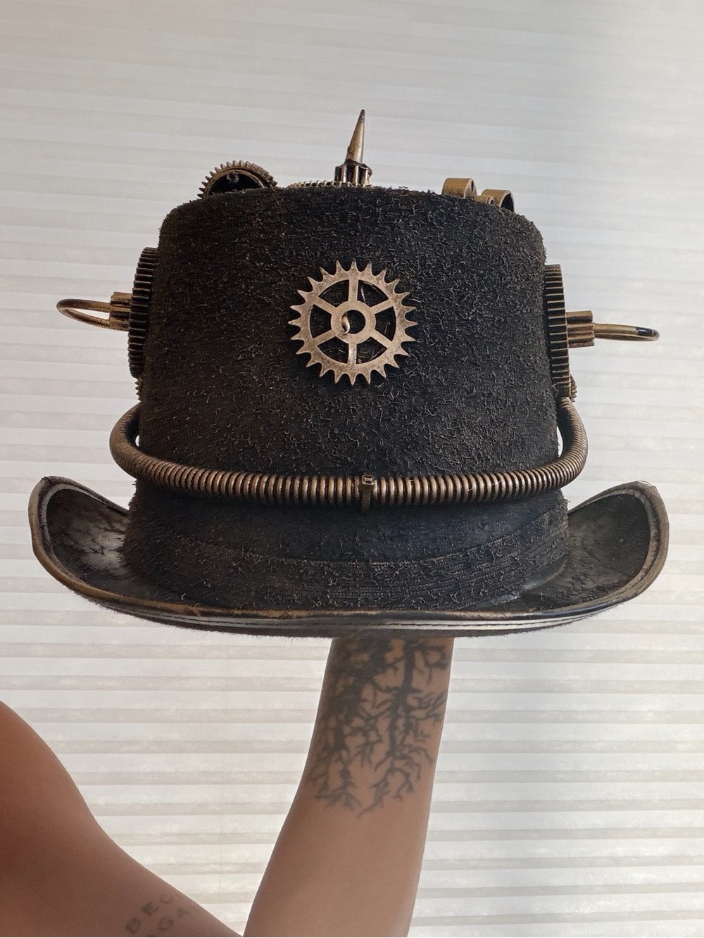 Steampunk Industrial Top Hat with Clock & Goggles – Handmade Statement Piece - Picture 8 of 15